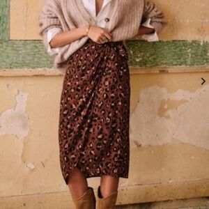 Sezane Leopard Print Skirt